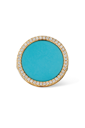 Elements® Ring in 18K Yellow Gold with Turquoise and Pavé Diamonds